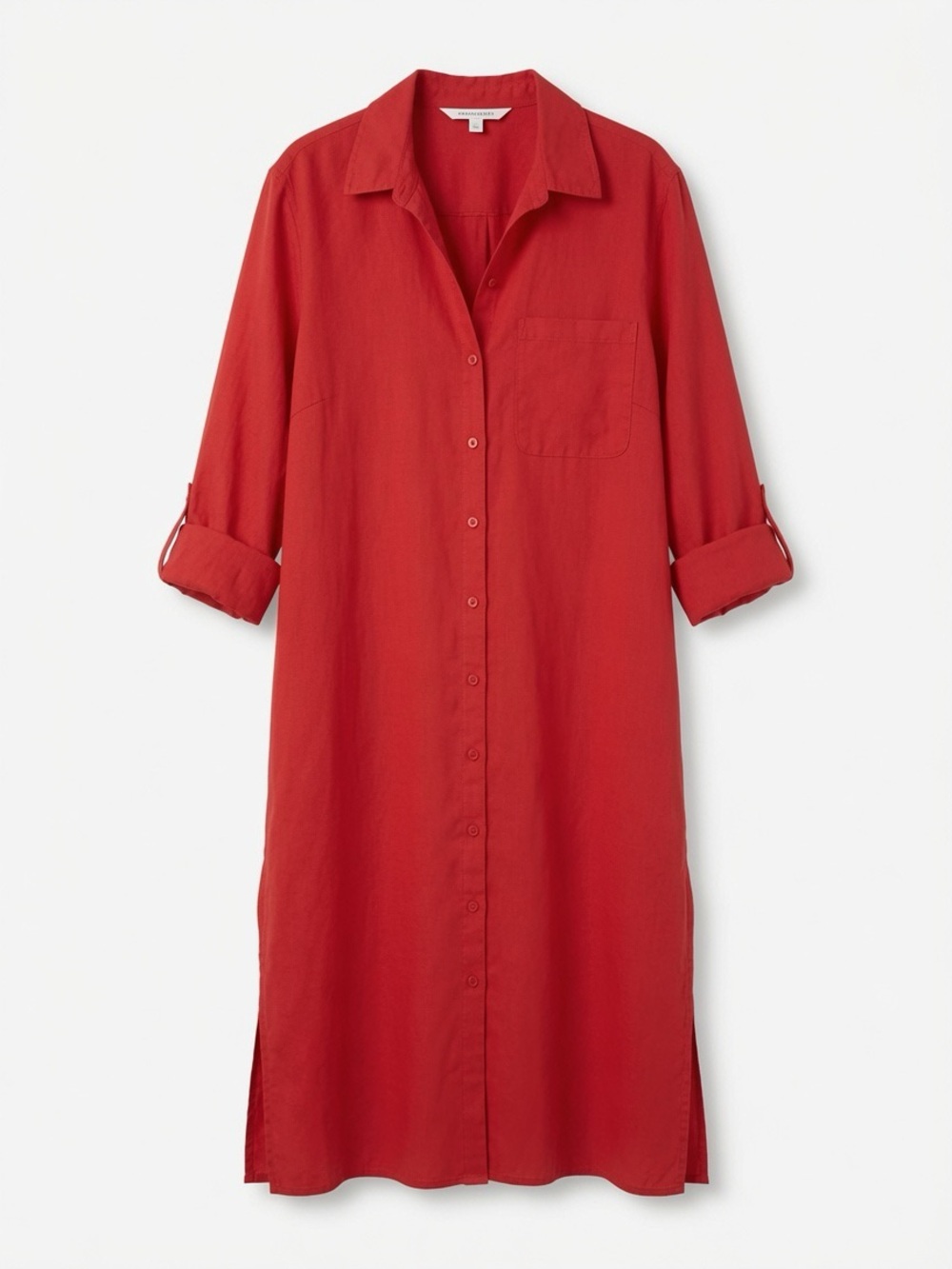 Vibrant Red Button-Up Shirt Dress - The Drop XL - Picture 5 of 5